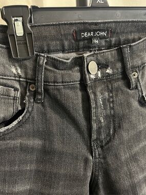 Dear John Charcoal Black Washed Distressed Jeans